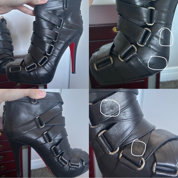 “Christian Louboutin” Nitoinimoi 120 Black Leather Lace-up Ankle Heel Boots - Picture 4 of 8